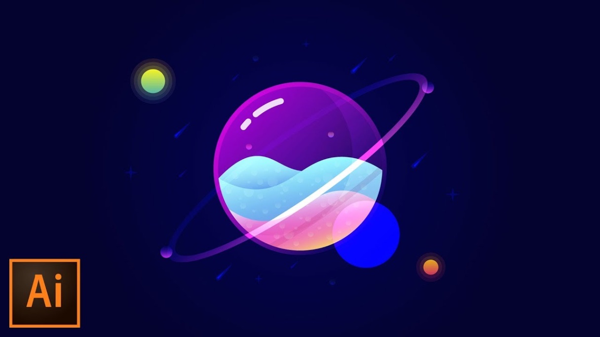 adobe illustrator designs Bulan 2 Glass Planet Vector Illustration – Adobe Illustrator Tutorial