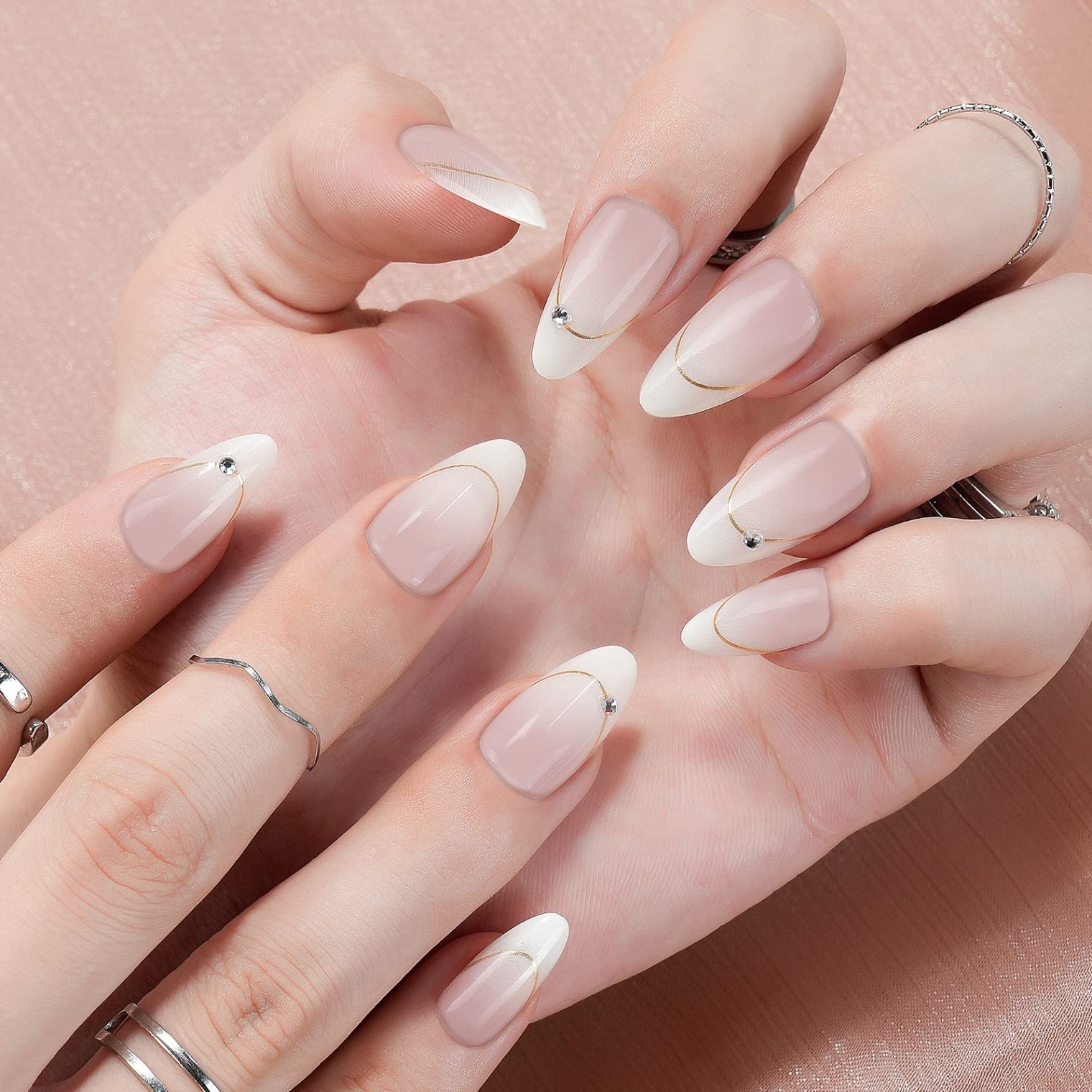 milk white nails with design Niche Utama Home Acrylic Press on Nails Medium Almond, Jofay Fashion False Nails with Glue  Elegant Milky White, Natural & Reusable, Fake Nails with Designs, Glue on