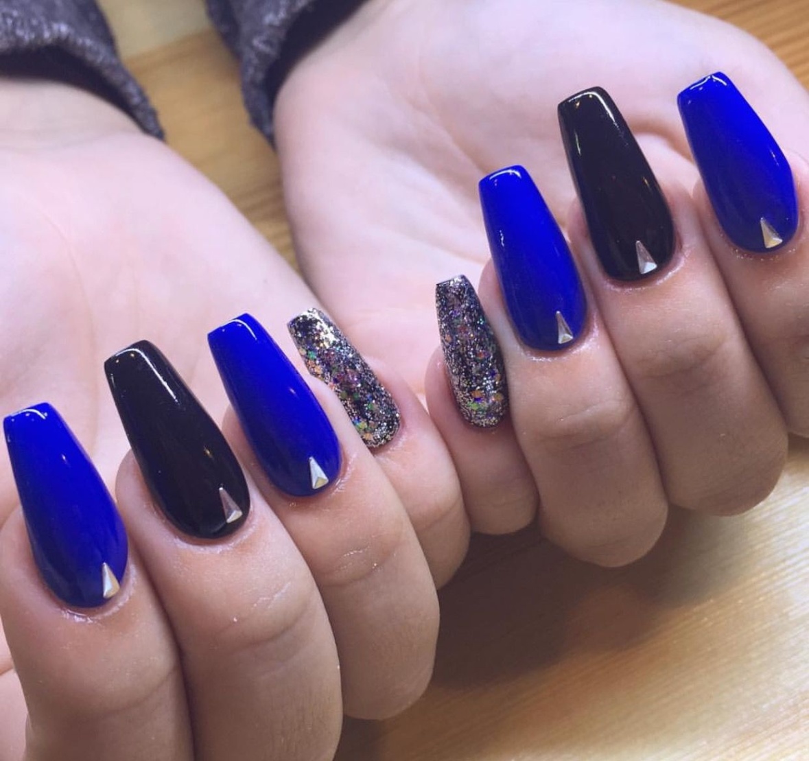 black and blue nail designs Niche Utama Home Blue & Black  Black nails, Blue nail designs, Black and blue nails